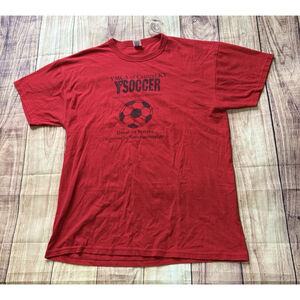 YMCA Soccer Coach T Shirt Great In Sports Greater In Sportsmanship KY Size L Red